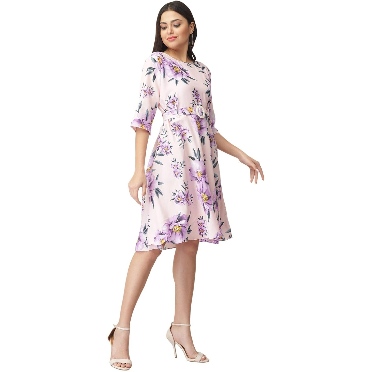 I Enterprise Women's Crepe Fit And Flare Knee-Length Casual Dress (Ak/Ma252S_Pink