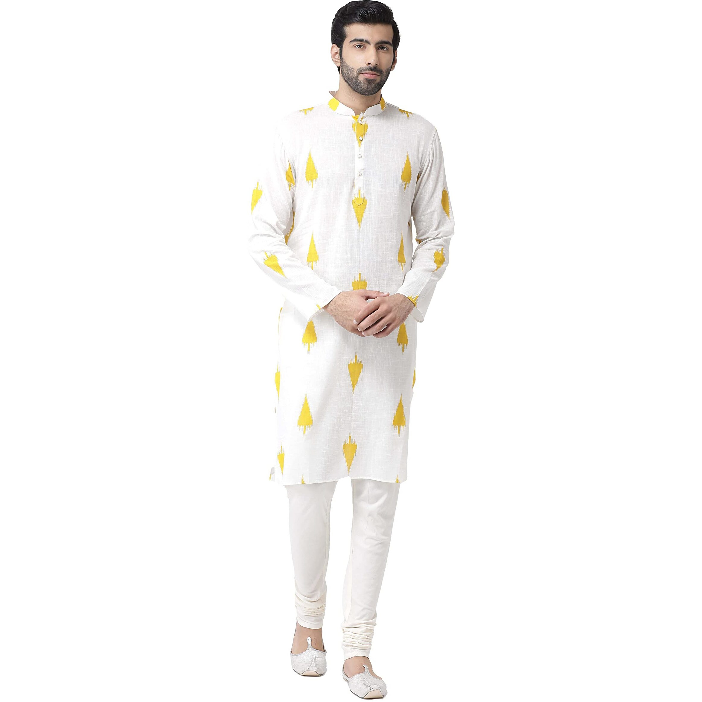 Kisah Men's Indian Ethnic Wear Kurta For Wedding & Festivals | Yellow | Size 40 | Ka-0317-40
