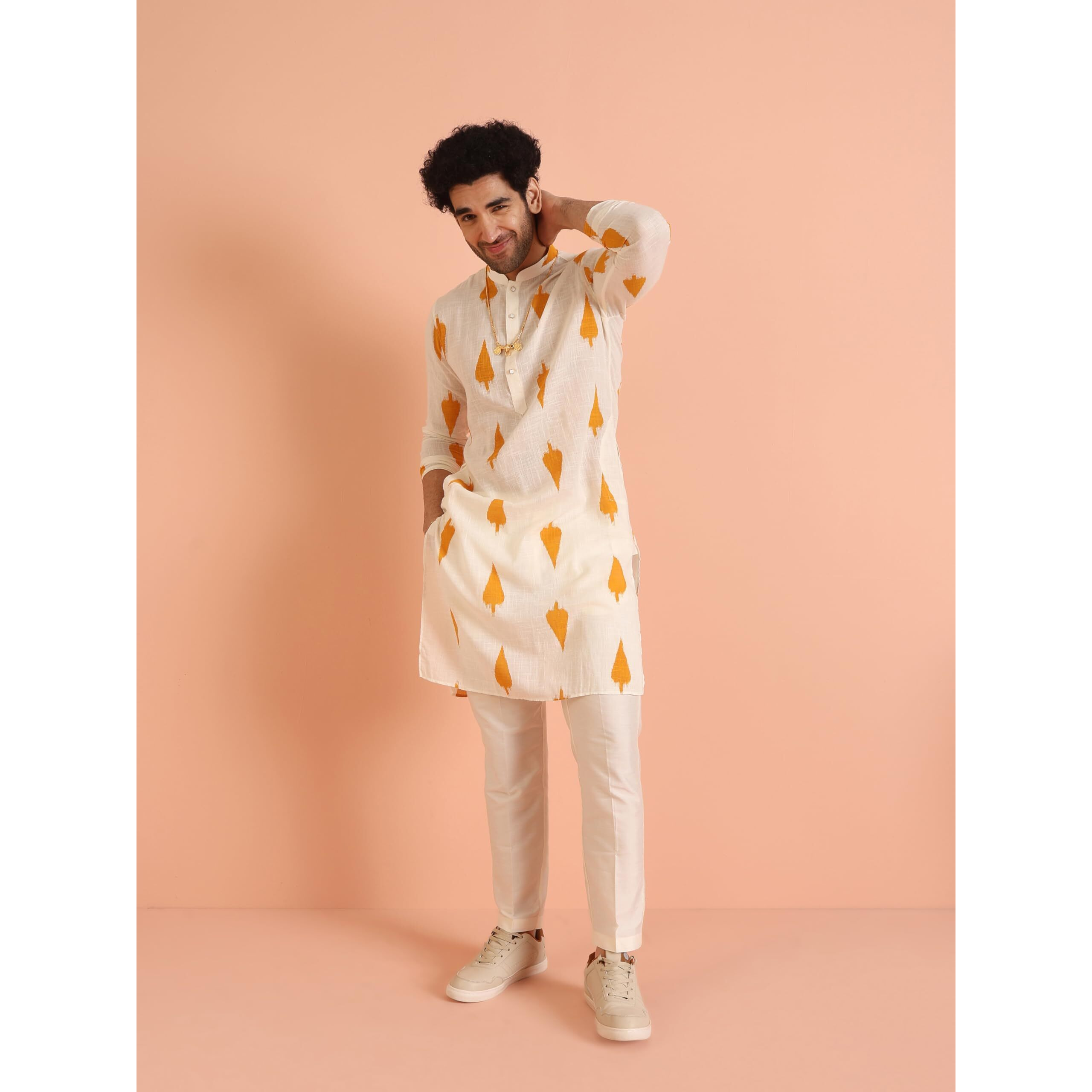 Kisah Men's Indian Ethnic Wear Kurta For Wedding & Festivals | Yellow | Size 40 | Ka-0317-40