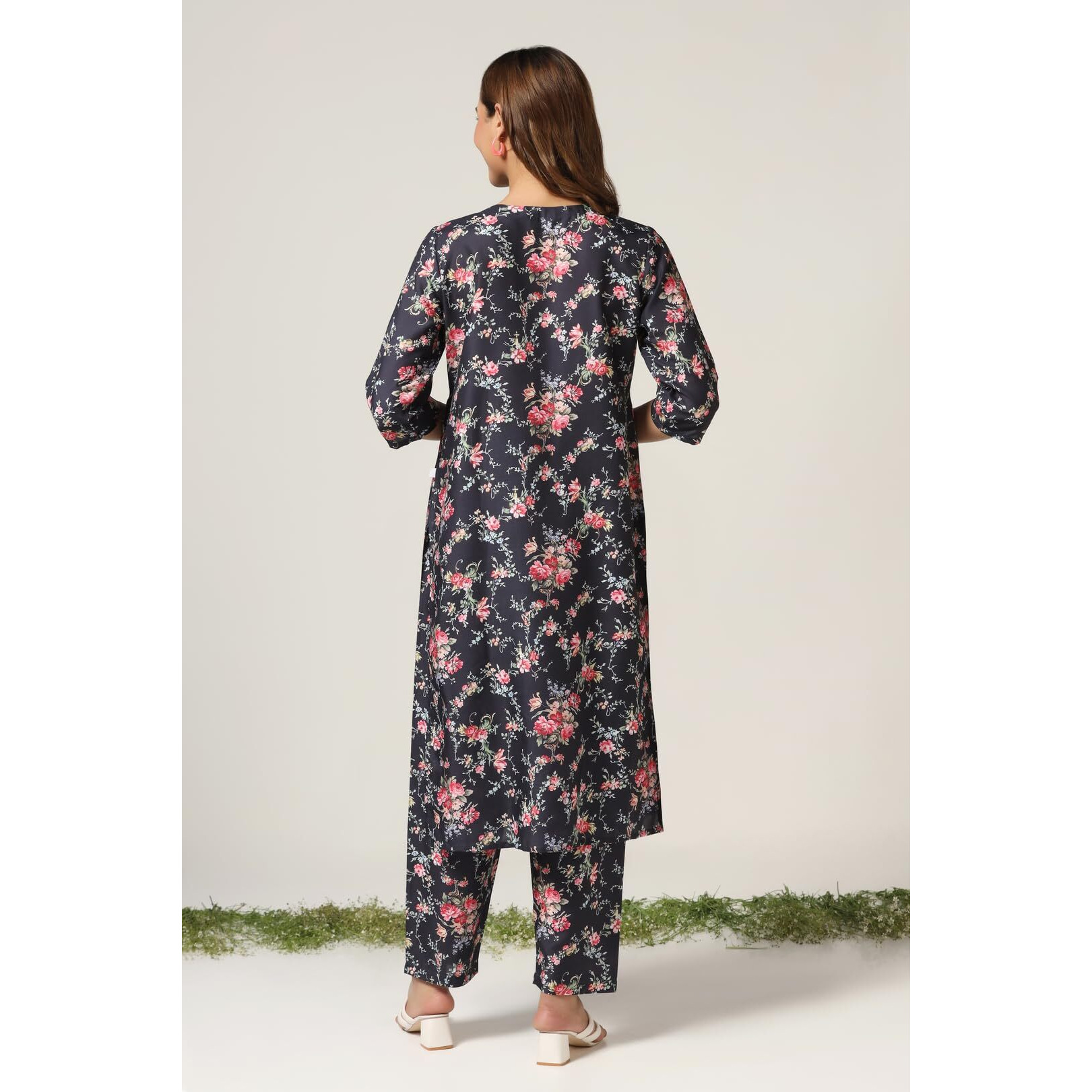 Leriya Fasion Women's Semi Cotton Regular Kurta Set (Lf-K2729&P151_Black_M)
