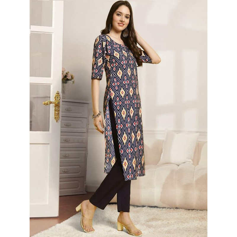 Pinkmint Kurta & Pant Set Ll Printed Kurti Ll Combo Kurta Set Ll (Pack Of 2) Blue-Orange