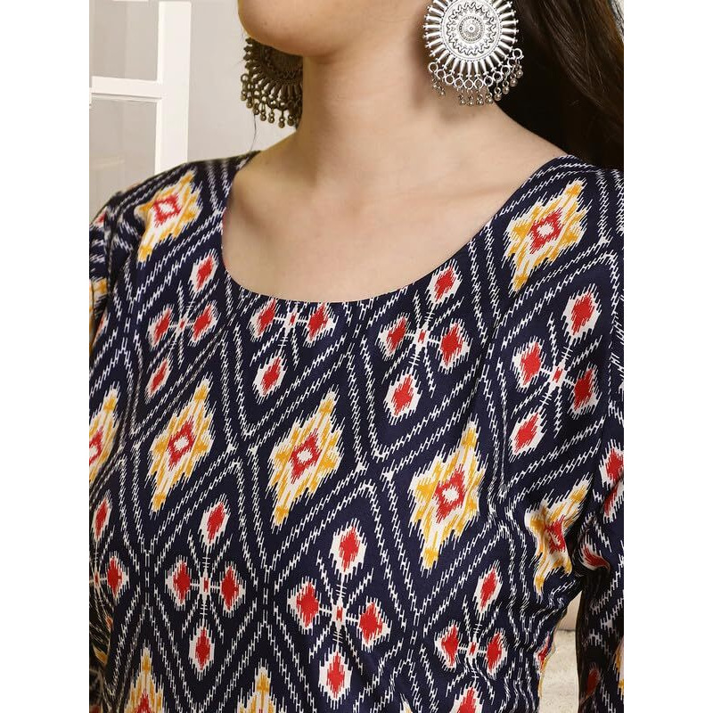 Pinkmint Kurta & Pant Set Ll Printed Kurti Ll Combo Kurta Set Ll (Pack Of 2) Blue-Orange