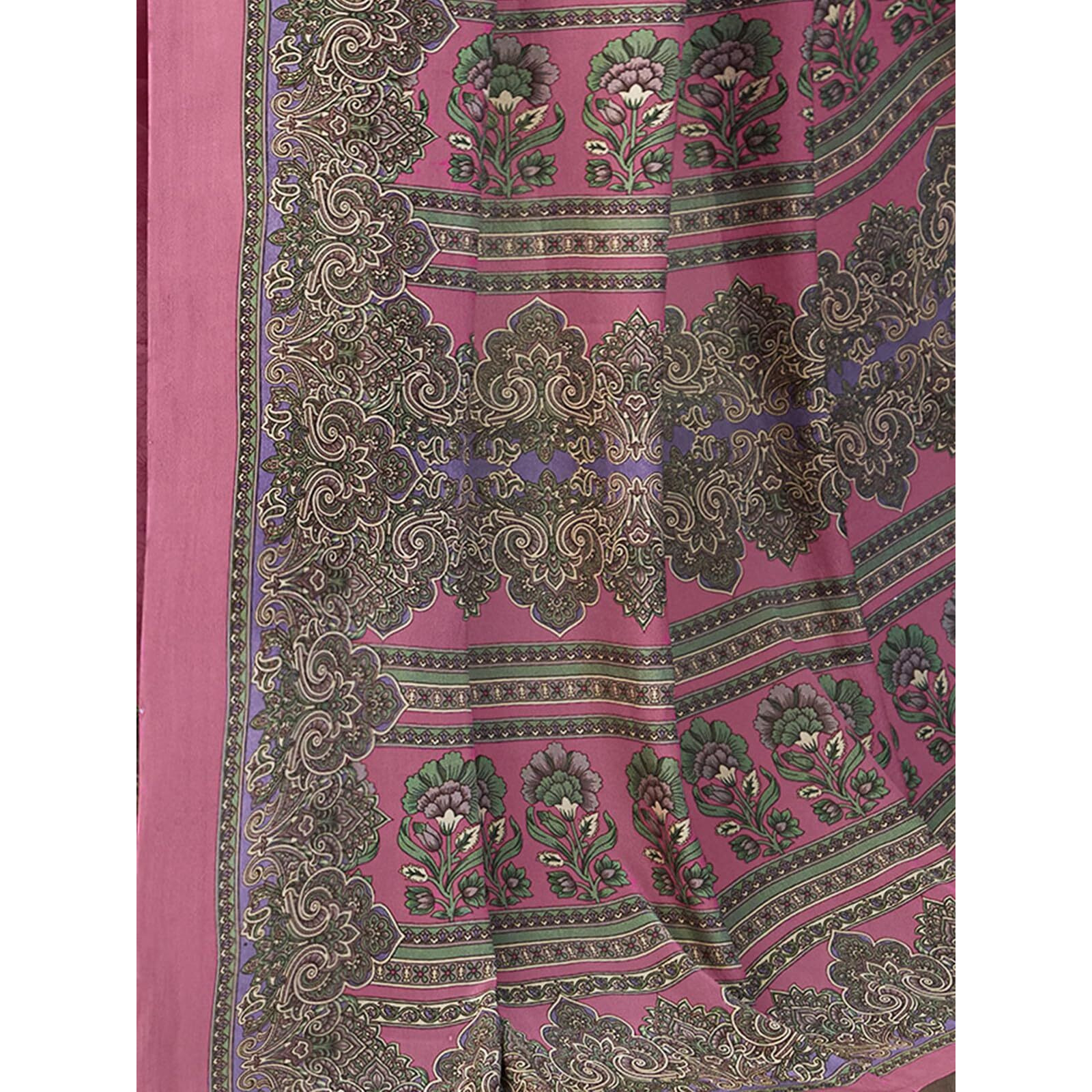 Satrani Women's Silk Crepe Printed Saree With Unstitched Blouse Piece (4079S3291N_Pink)