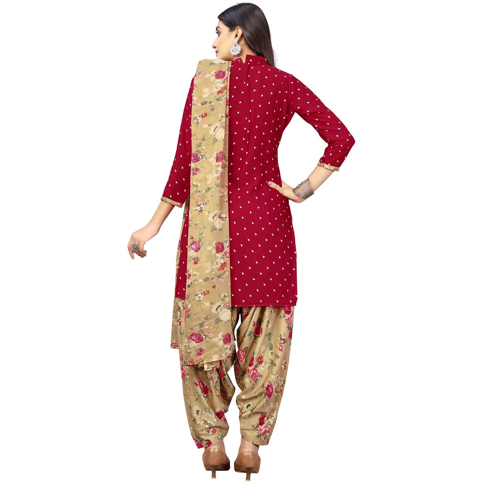 Satrani Women's Crepe Printed Unstitiched Dress Material(1122Dn973_Red1)