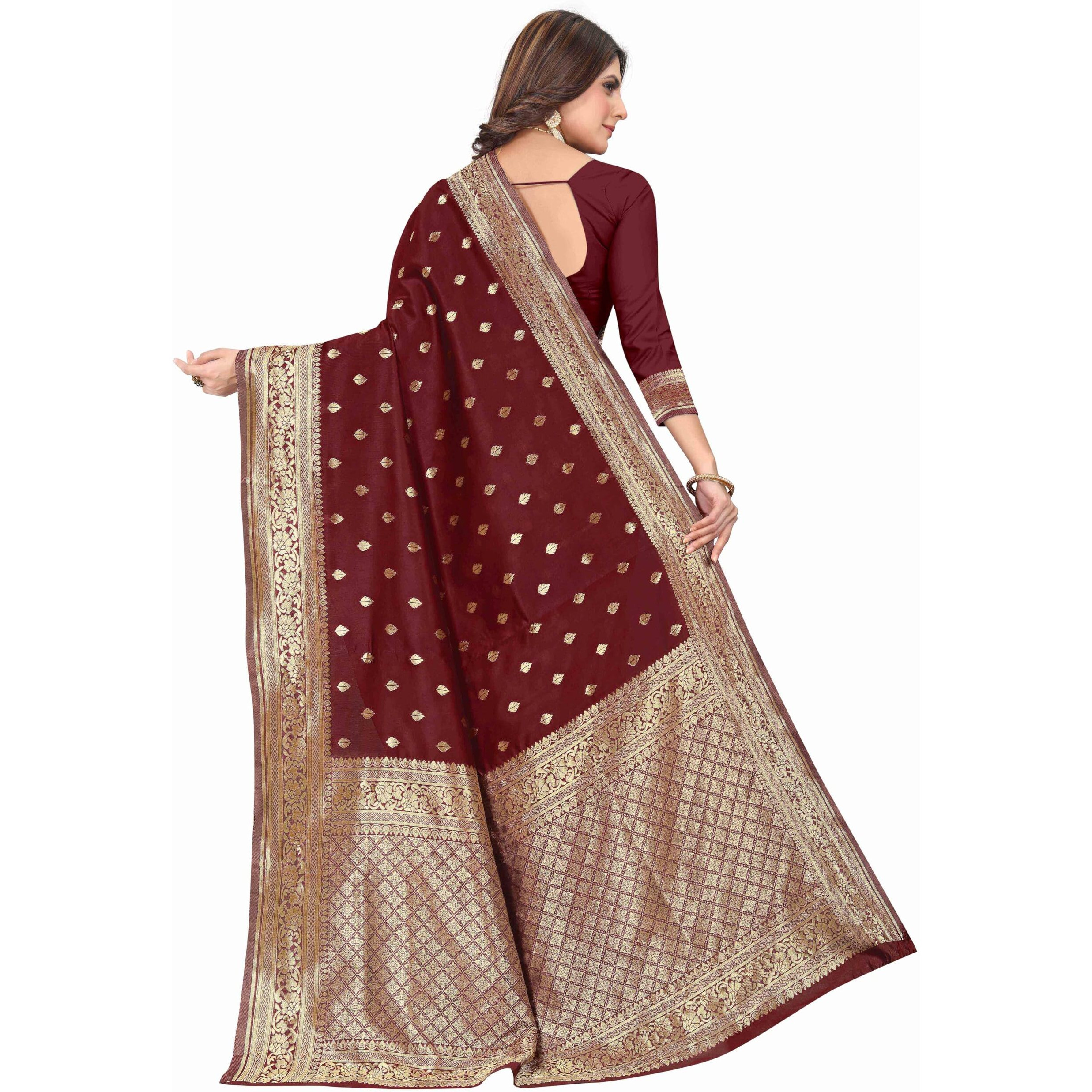 Sugathari Women's Banarasi Saree Pure Kanjivaram Silk Saree Soft New Ladies 2023 Design Wear Pattu Sarees Latest Cotton Party Sari Collections With Blouse Piece For Wedding Sadi (Sam Pari-160 Maroon)