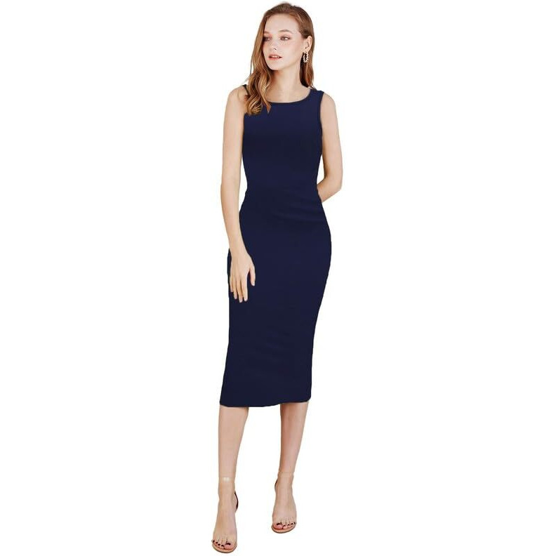 Toochki Women's Lycra Midi Bodycon Dress (Toochki244-Dr-A-/2Xl_Blue