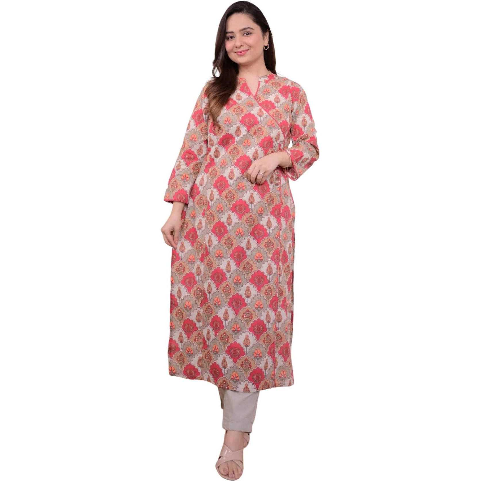 Fabnex Cotton Blend Regular Women Kurta Set (K-55-Grey-L_Grey