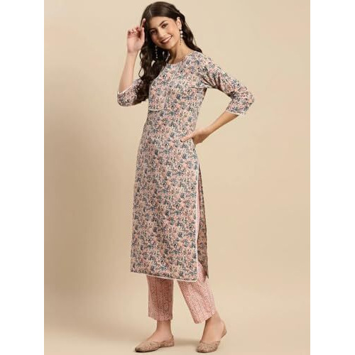 Fabnex Cotton Blend Regular Women Kurta Set (K-51-Pink-S_Pink