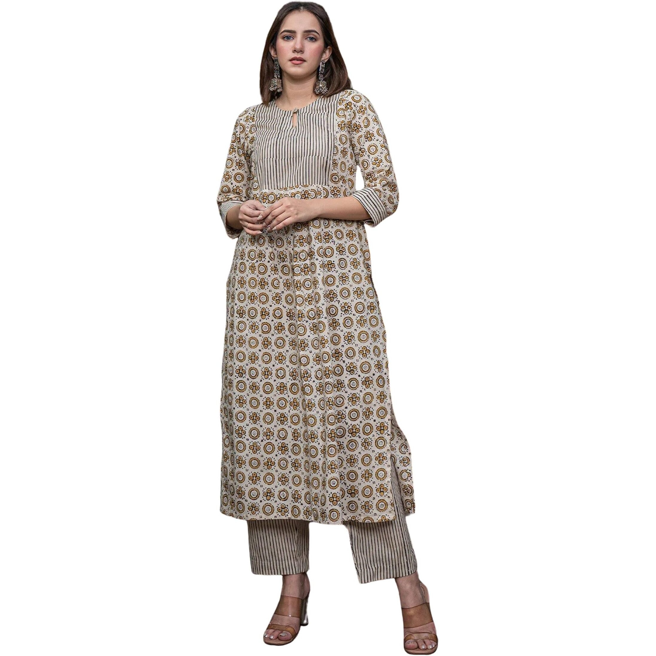 Fabnex Kurta Set For Women | Women Kurta Set With Dupatta | Women Kurta Sets Kurtis | Women Kurta Pant Set (K-41-Brown-S)
