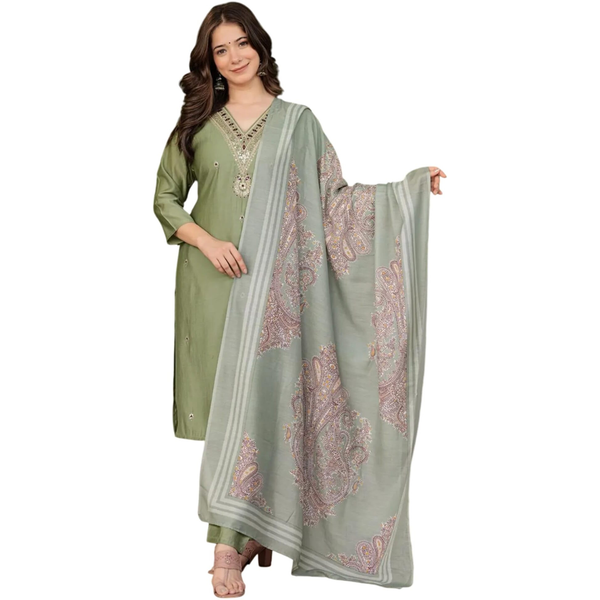 Fabnex Kurta For Women | Women Kurta Pant Set (K-122-Green-S)