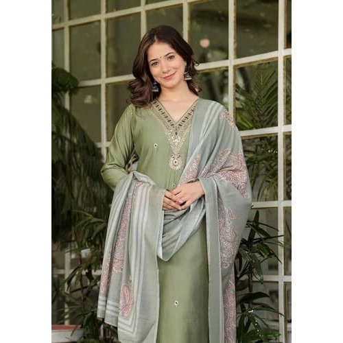 Fabnex Kurta For Women | Women Kurta Pant Set (K-122-Green-S)