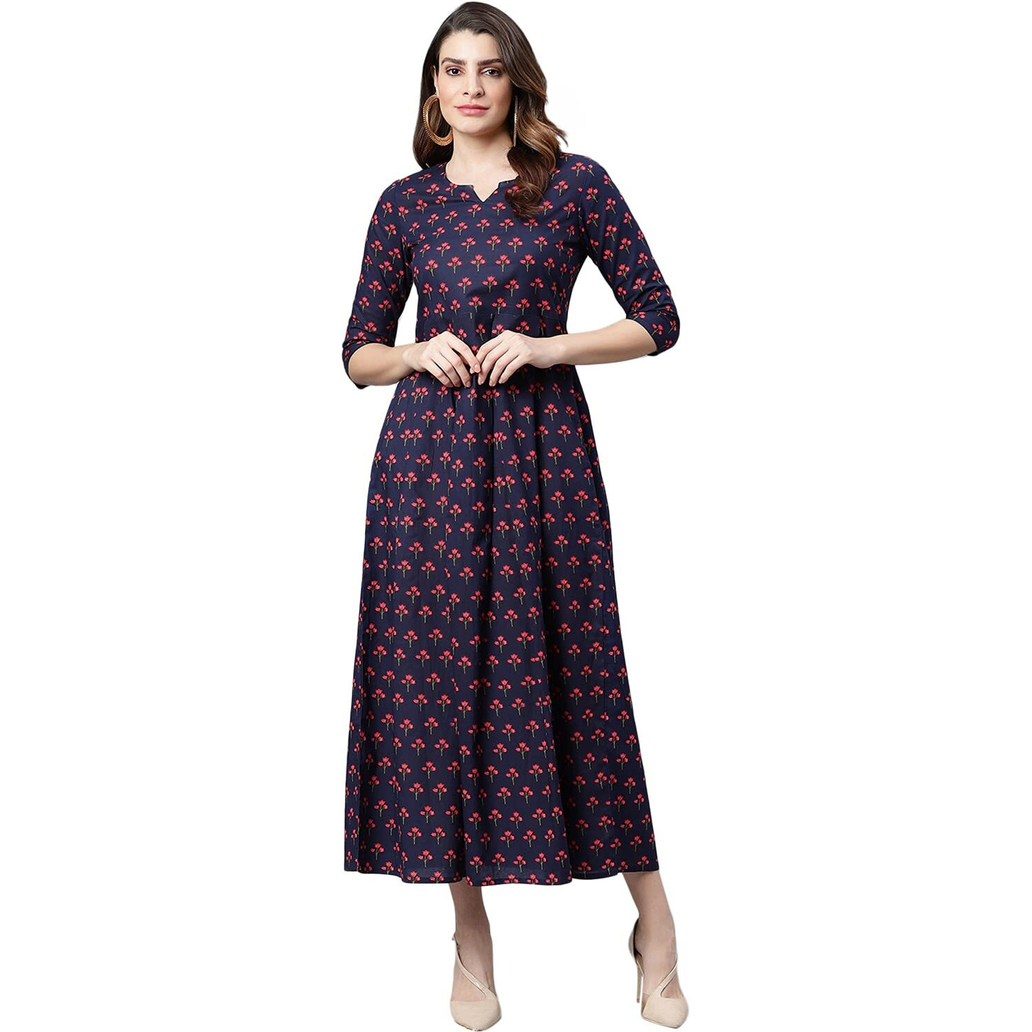 Idalia Navy Blue Printed Dress