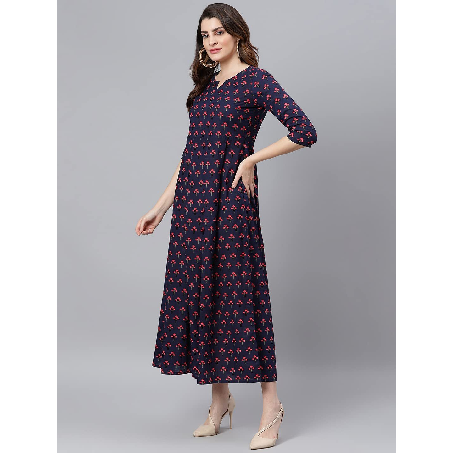 Idalia Navy Blue Printed Dress