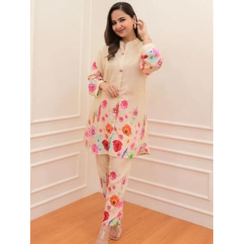 Leriya Fashion-Oslc House Women's Rayon Regular Kurta Set (Lf-W1817&Tr874_Cream_S)