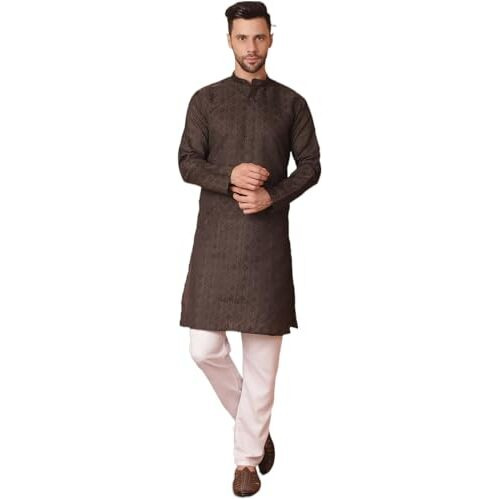 Jompers Men's Navy Woven Design Silk Blended Kurta With Pyjama (Navy, Xxl)