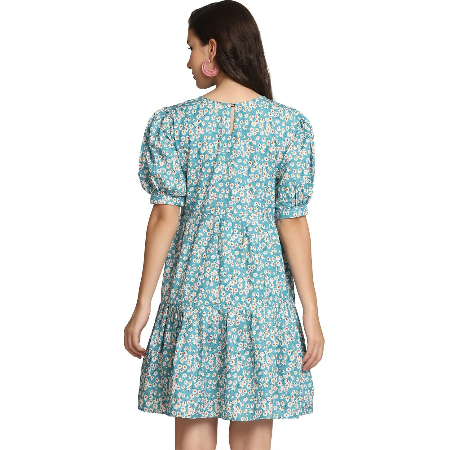 Om Sai Latest Creation Western Dresses For Women |A-Line Knee-Length Dress | Indo Western Dress For Women| Short Dress (Large, Skyblue) (Medium, Skyblue)
