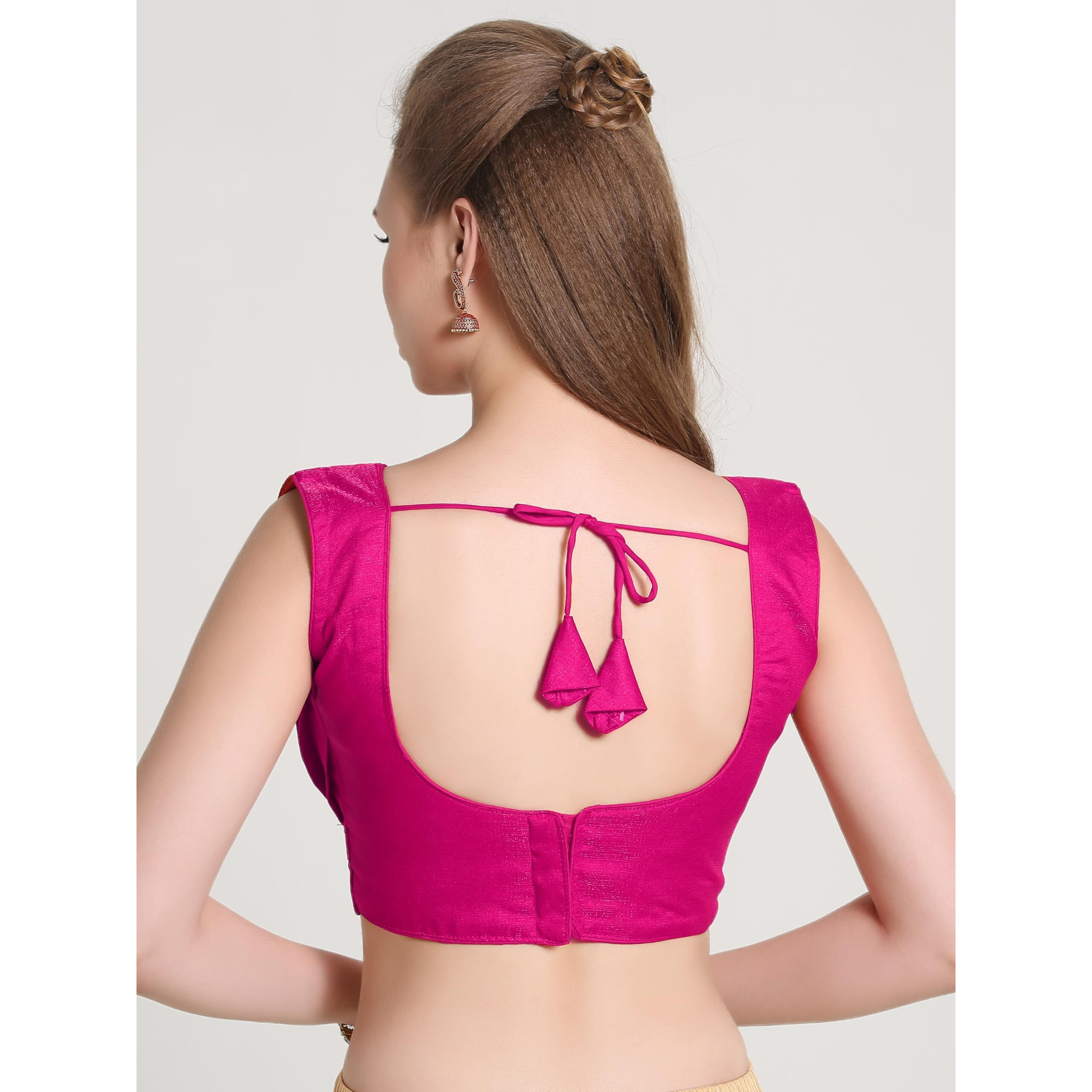 Pujia Mills Women's Zimmy Choo Sleevelees V Neck Platted Sleeveless Blouse (Shiva Rani 38)