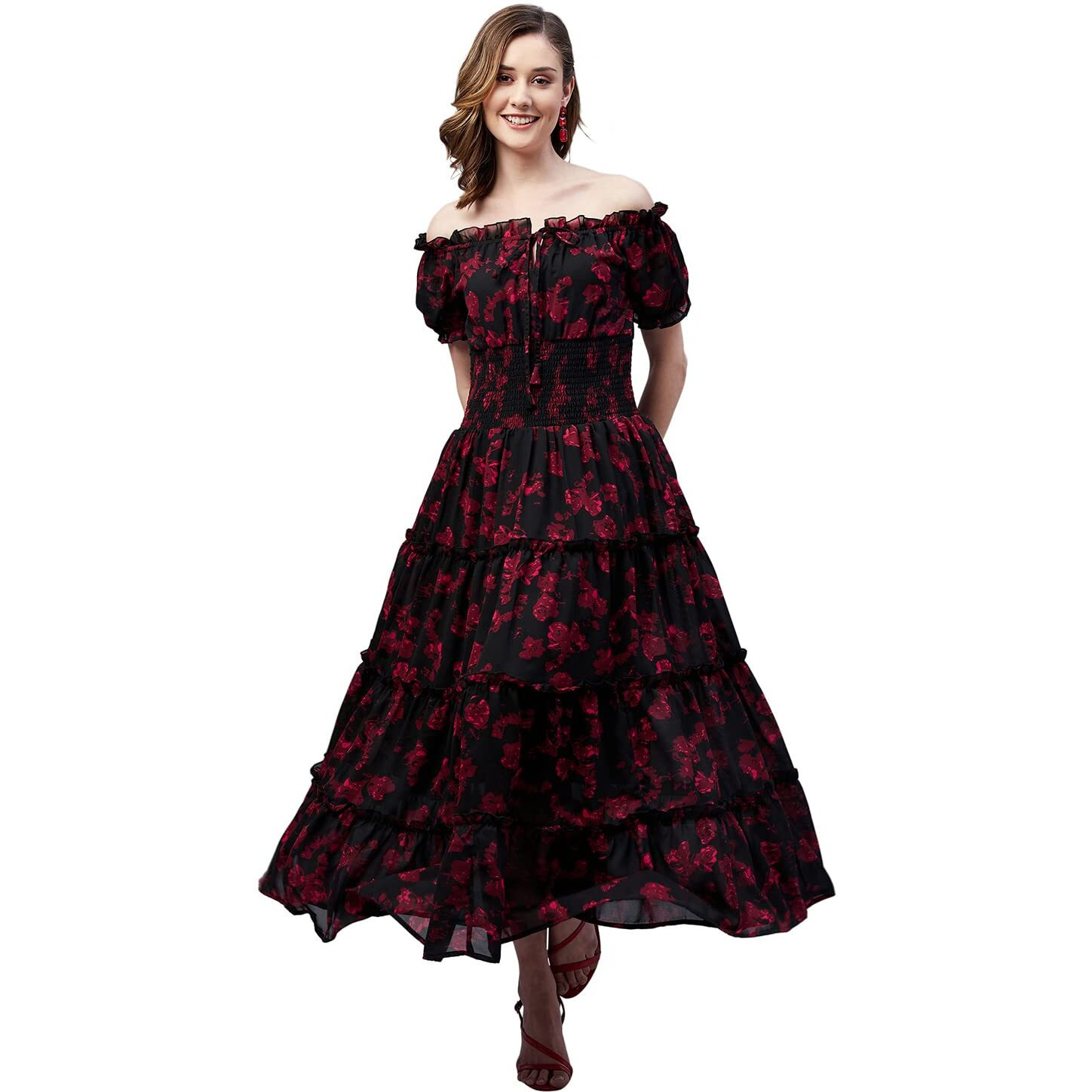 Rare Women's Regular Fit Fit And Flare Dress (Ep7546_Black Xs)