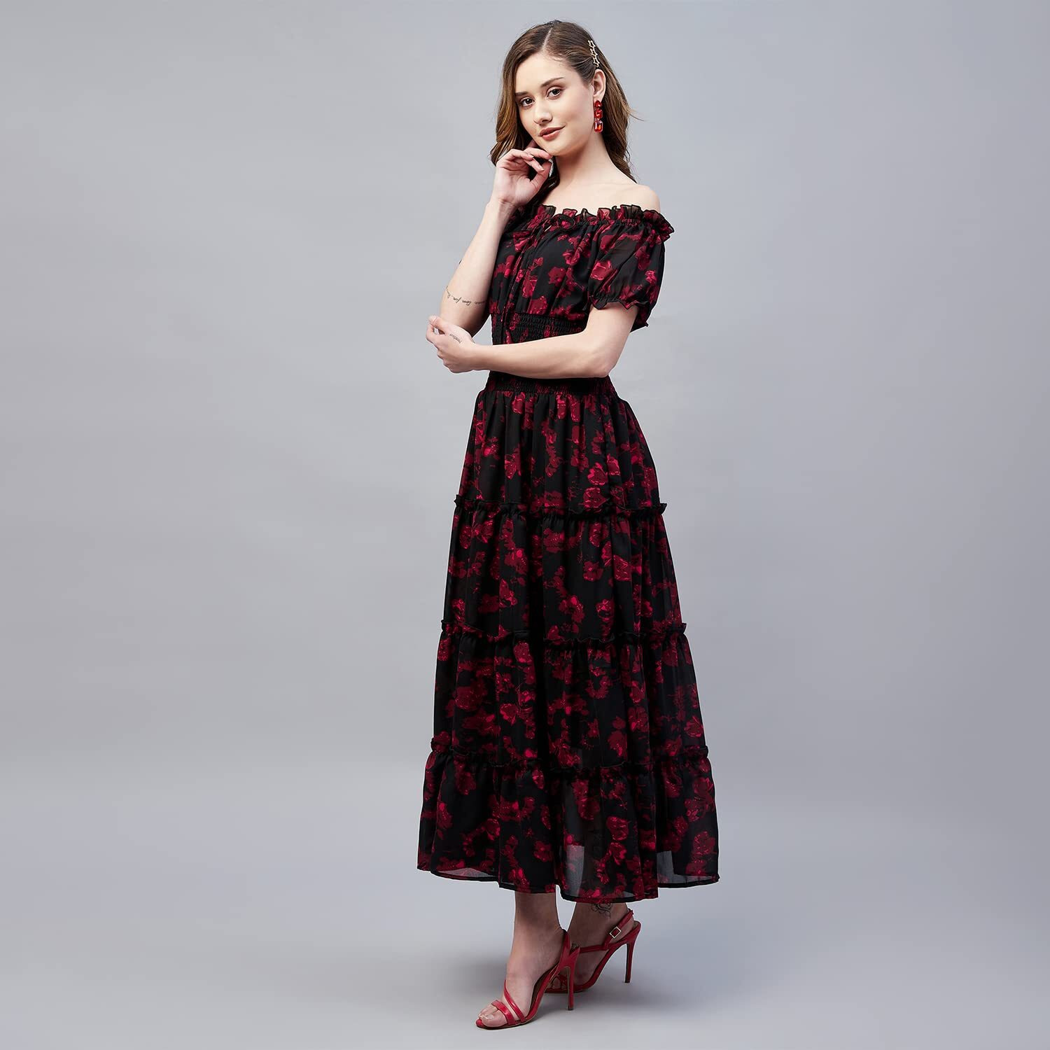 Rare Women's Regular Fit Fit And Flare Dress (Ep7546_Black Xs)