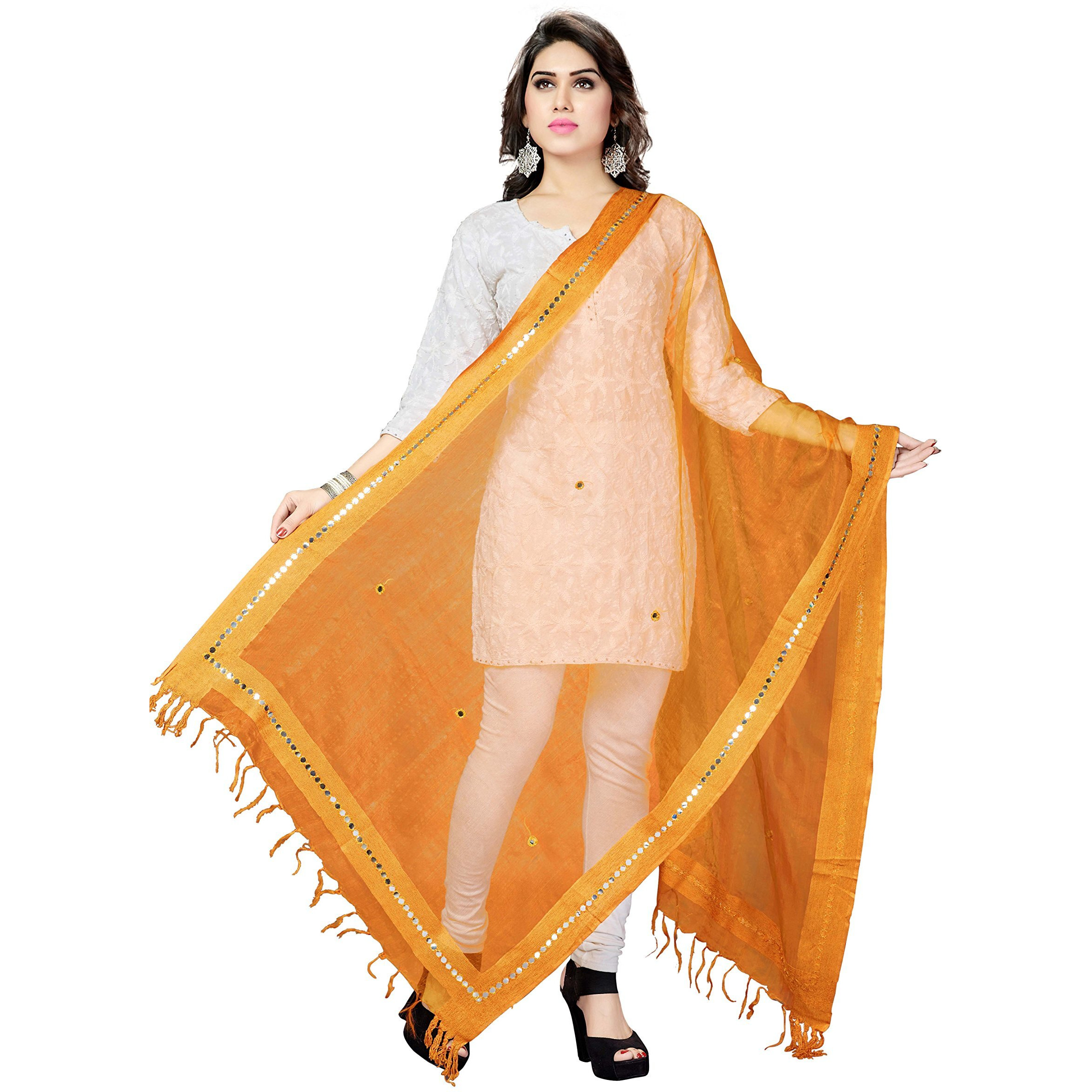 Rani Saahiba Bhagalpuri Mirror Work Organza Tissue Dupatta (Skrdd1415_Gold)