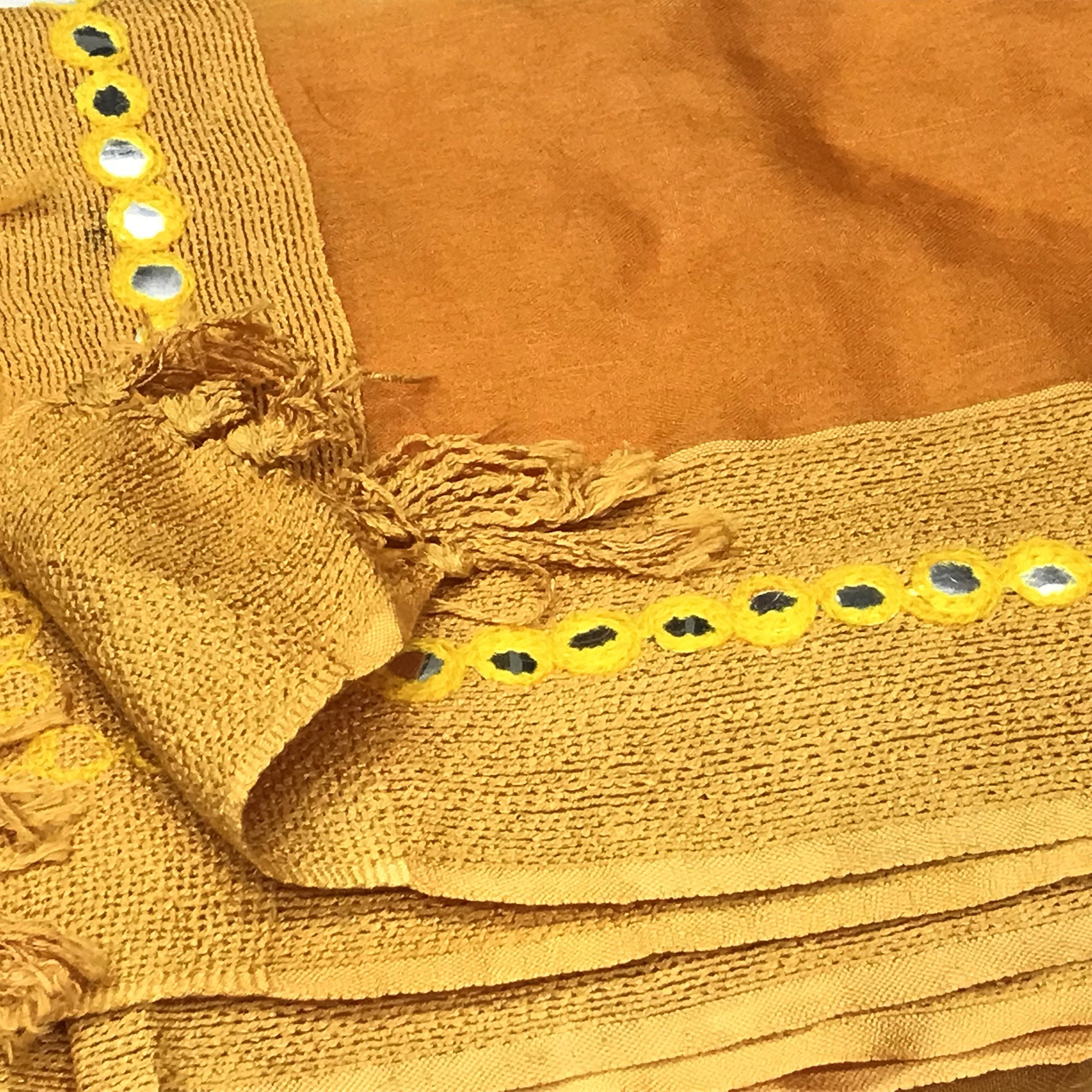 Rani Saahiba Bhagalpuri Mirror Work Organza Tissue Dupatta (Skrdd1415_Gold)