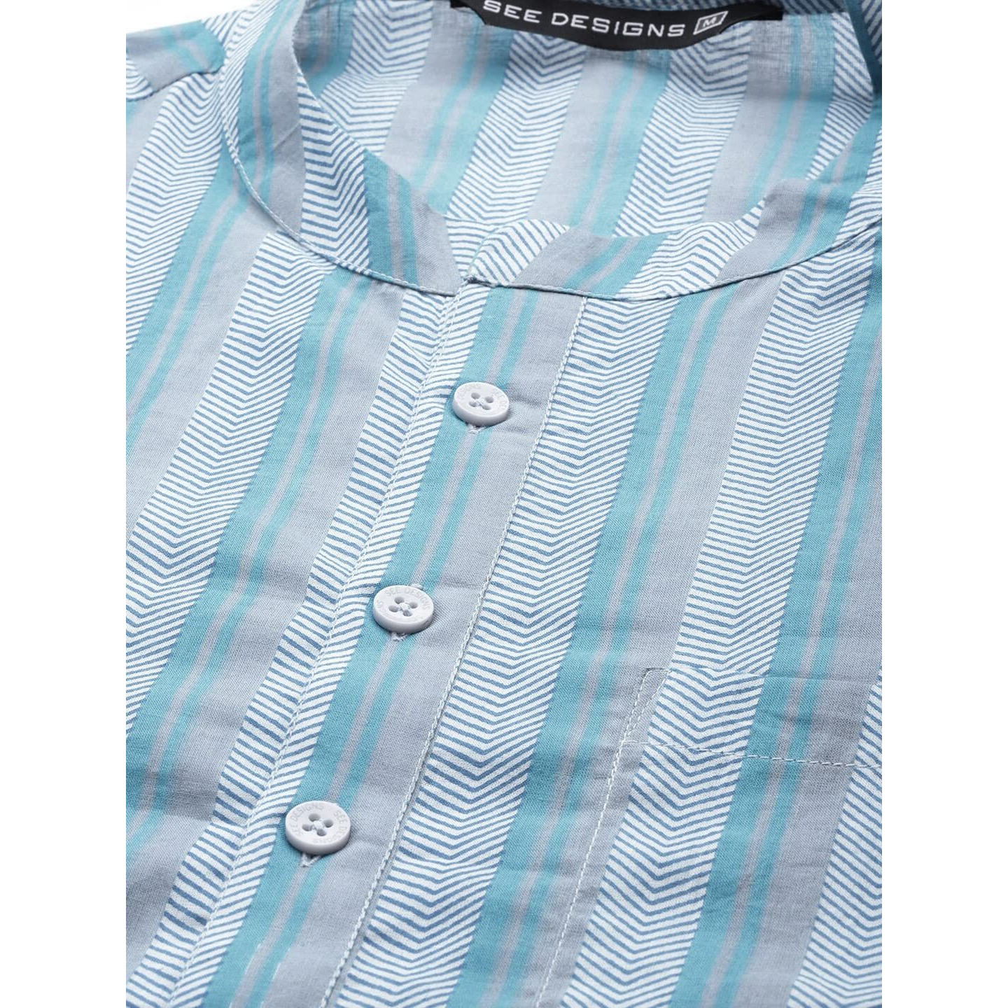 See Designs Cotton Regular Fit Mens Kurta (15211112_Multi_M) Multicolour