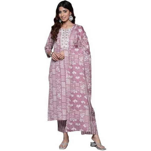 Varanga Women's Cotton Blend Solid Regular Kurta Bottom Set