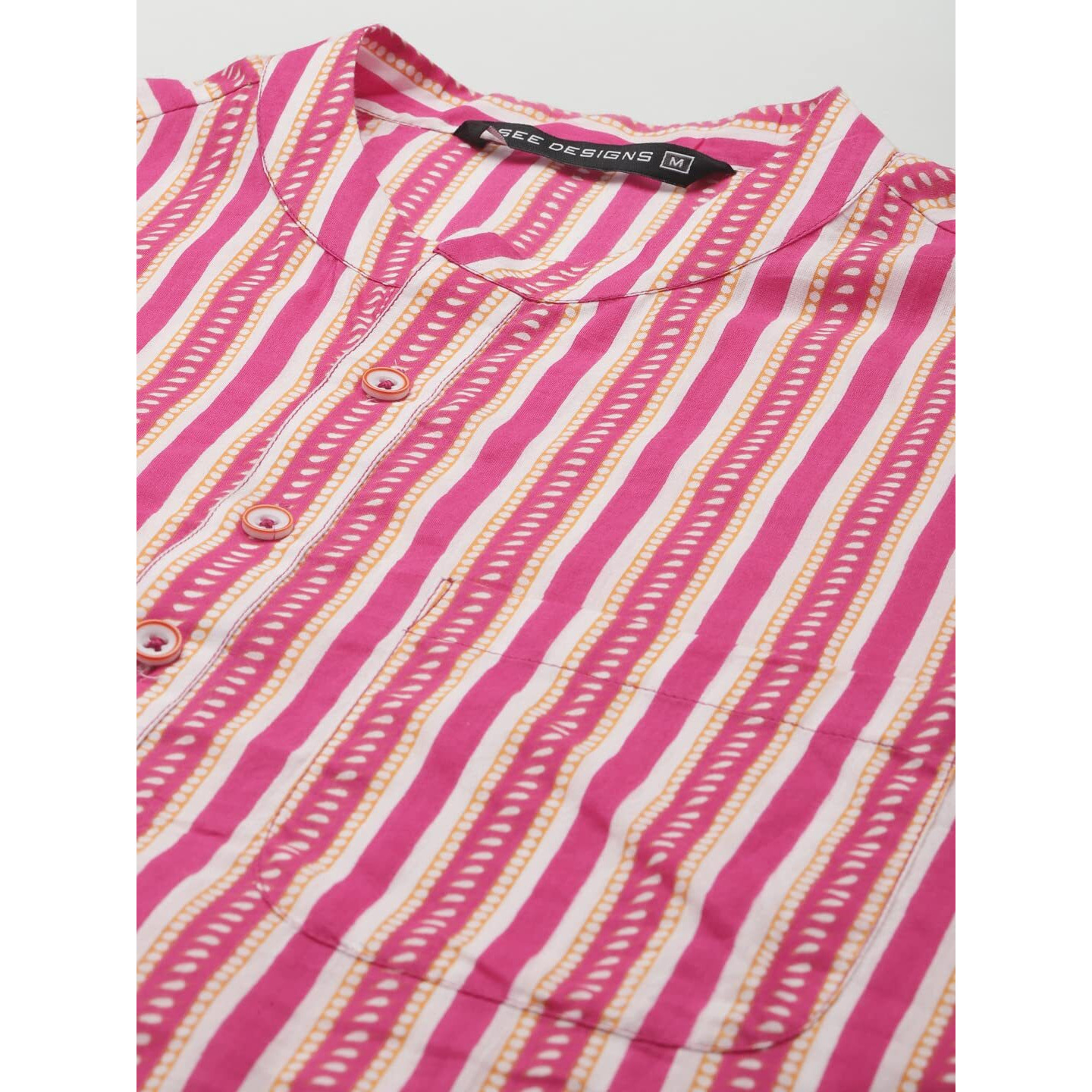 See Designs Men Pink And Gold Printed Thread Work Indigo Kurta With Pyjama - Sdkt104701S (S)