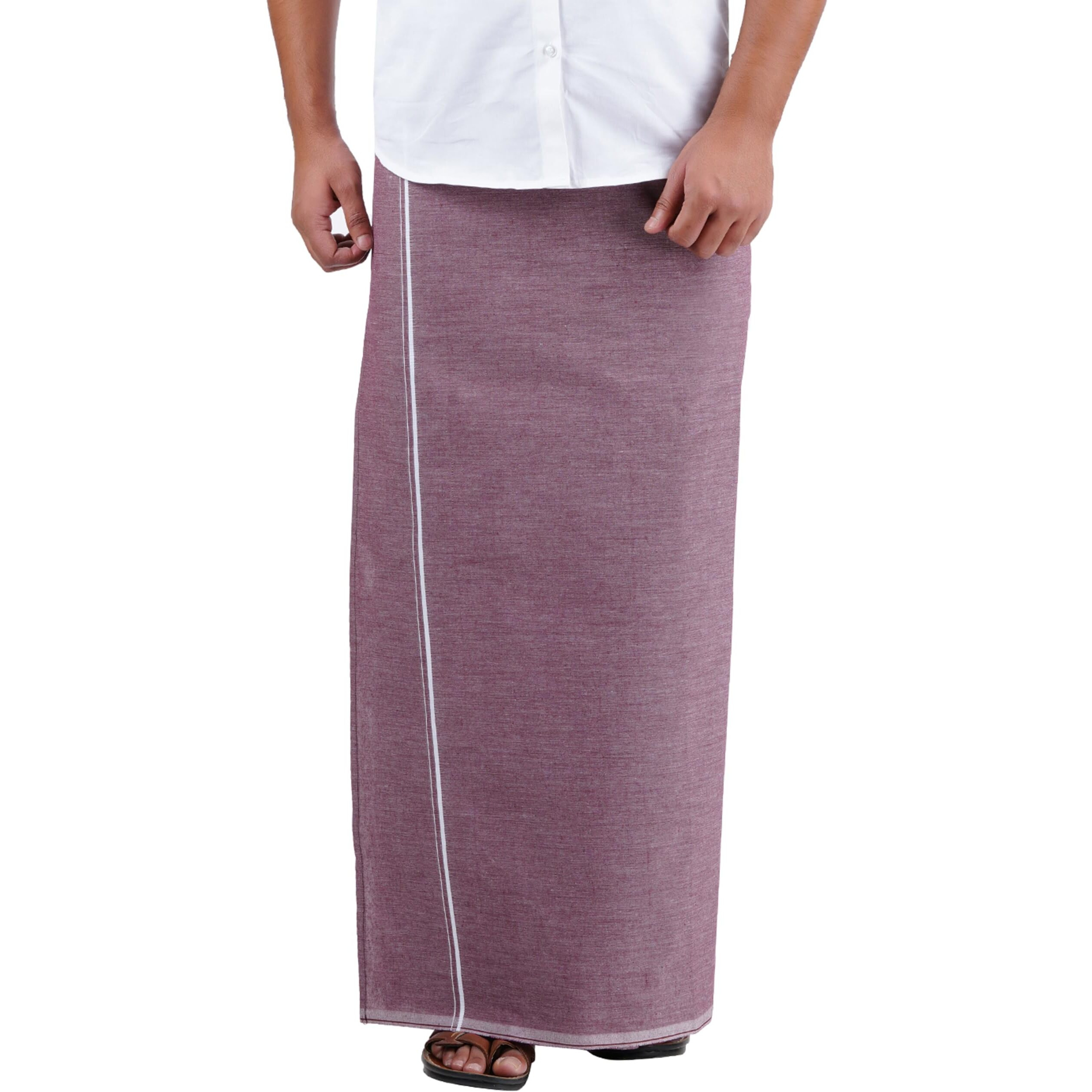 Prakasam Cotton Mens Premium Kfc Plain Welcro Pocket Dhoti (Kfc-Pln-Purple)