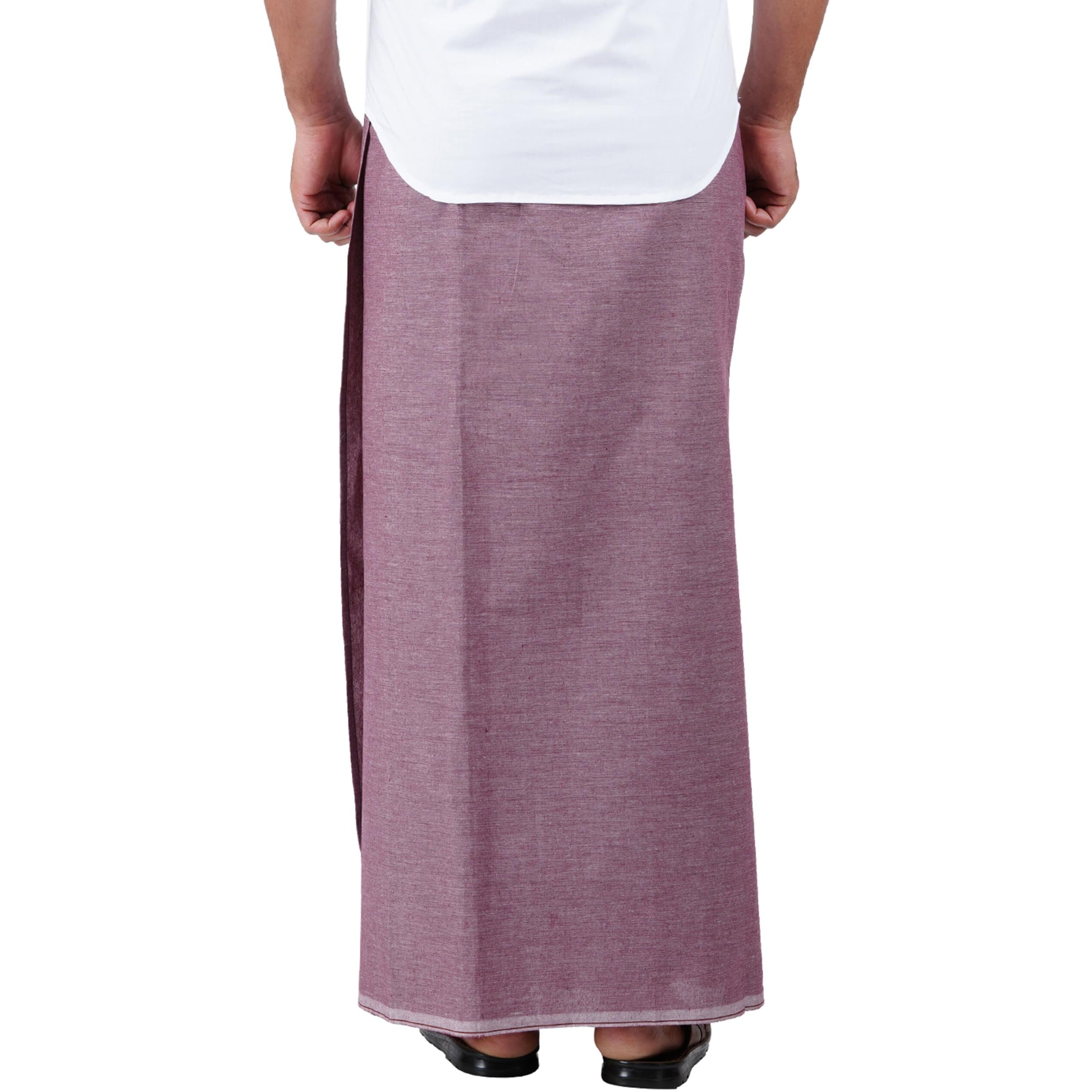 Prakasam Cotton Mens Premium Kfc Plain Welcro Pocket Dhoti (Kfc-Pln-Purple)