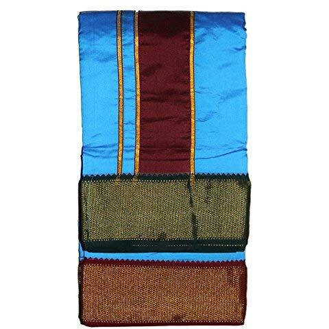 Prakasam Cotton Brand- Poly Mixing Mens Panjakejam Dhoti & Towel Set (Asha-9X5) (Blue)