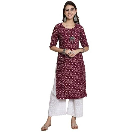 Pinkmint Elegant Printed Crepe Kurti's For Women's Ll Fashionable Kurti Ll Straight Round Neck Kurti (Pack Of 1) Purple