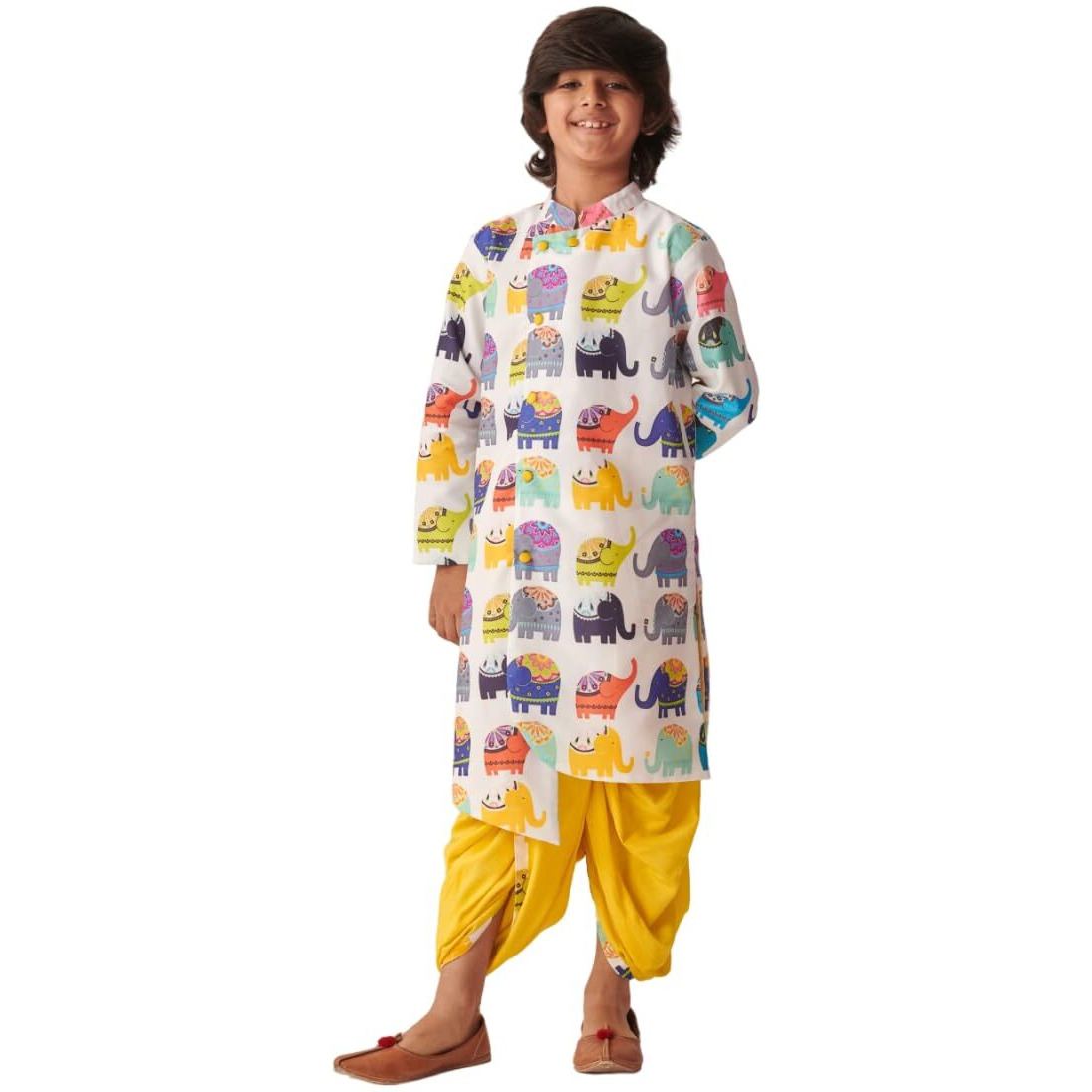 Pspeaches Boys Printed Regular Kurta With Dhoti Pants (14-15Years)