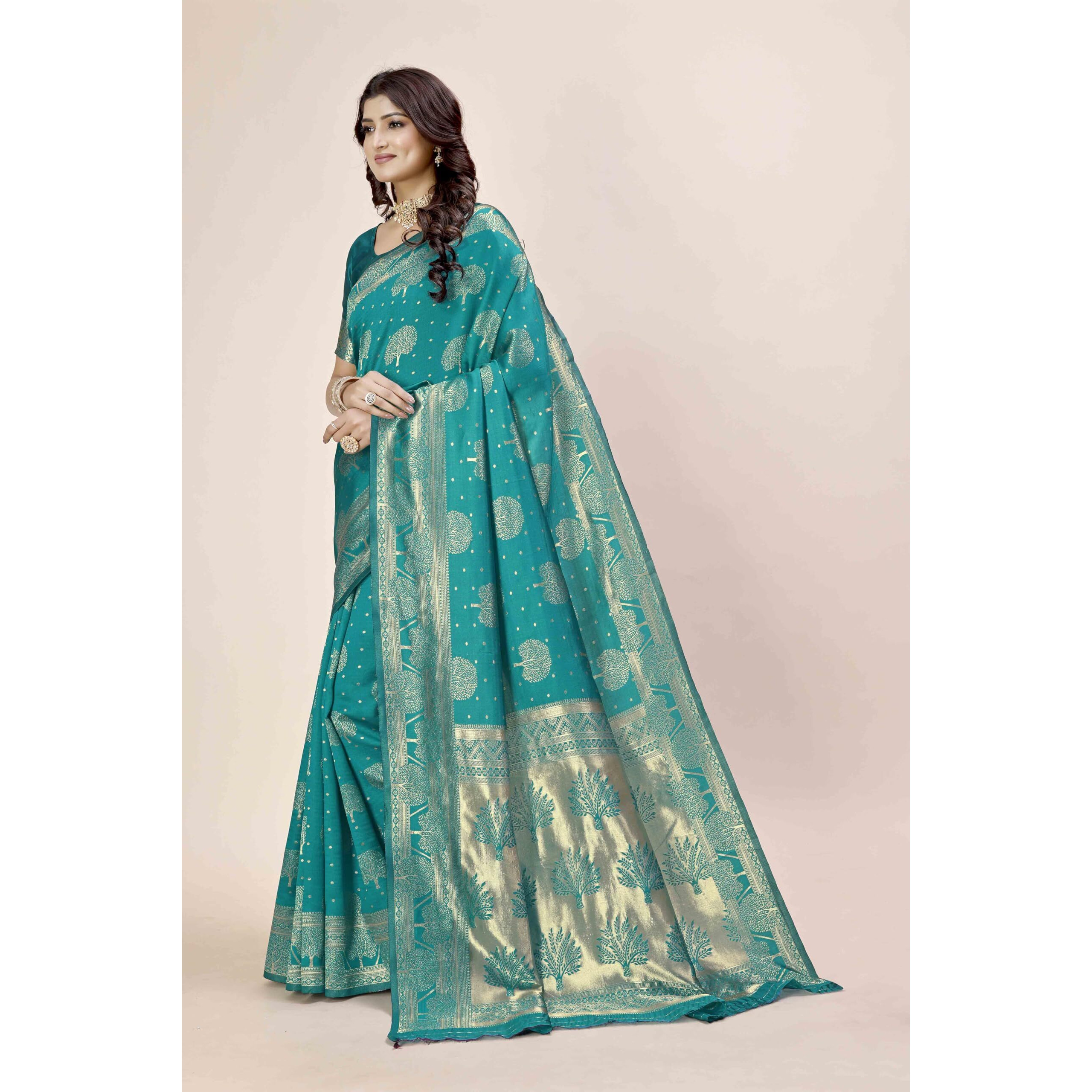 Shasmi Women's Banarasi Saree Pure Kanjivaram Silk Saree Soft New Ladies 2025 Design Wear Pattu Sarees Latest Party Sari Collections With Blouse Piece For Wedding Sadi (Pari-217 Rama)