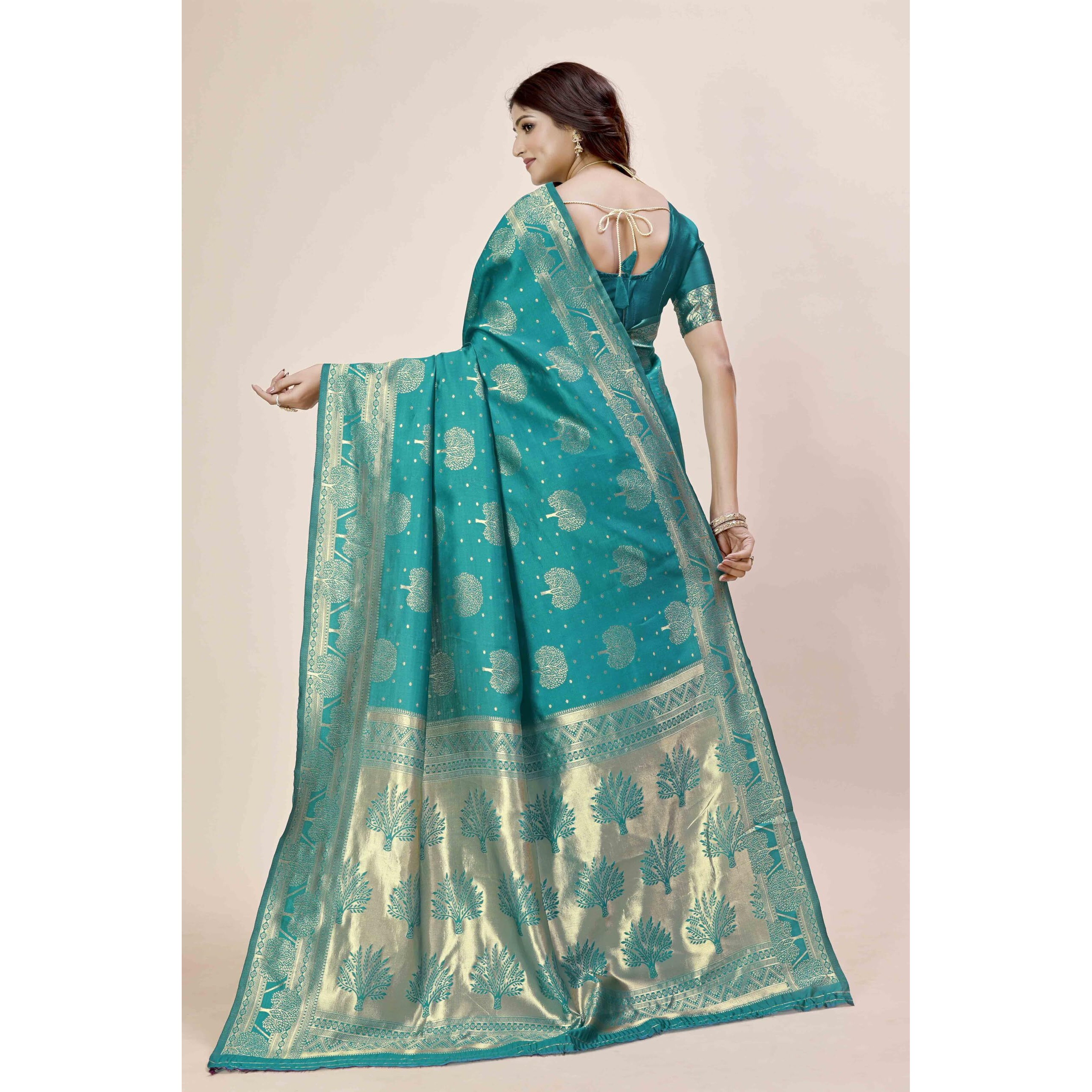Shasmi Women's Banarasi Saree Pure Kanjivaram Silk Saree Soft New Ladies 2025 Design Wear Pattu Sarees Latest Party Sari Collections With Blouse Piece For Wedding Sadi (Pari-217 Rama)