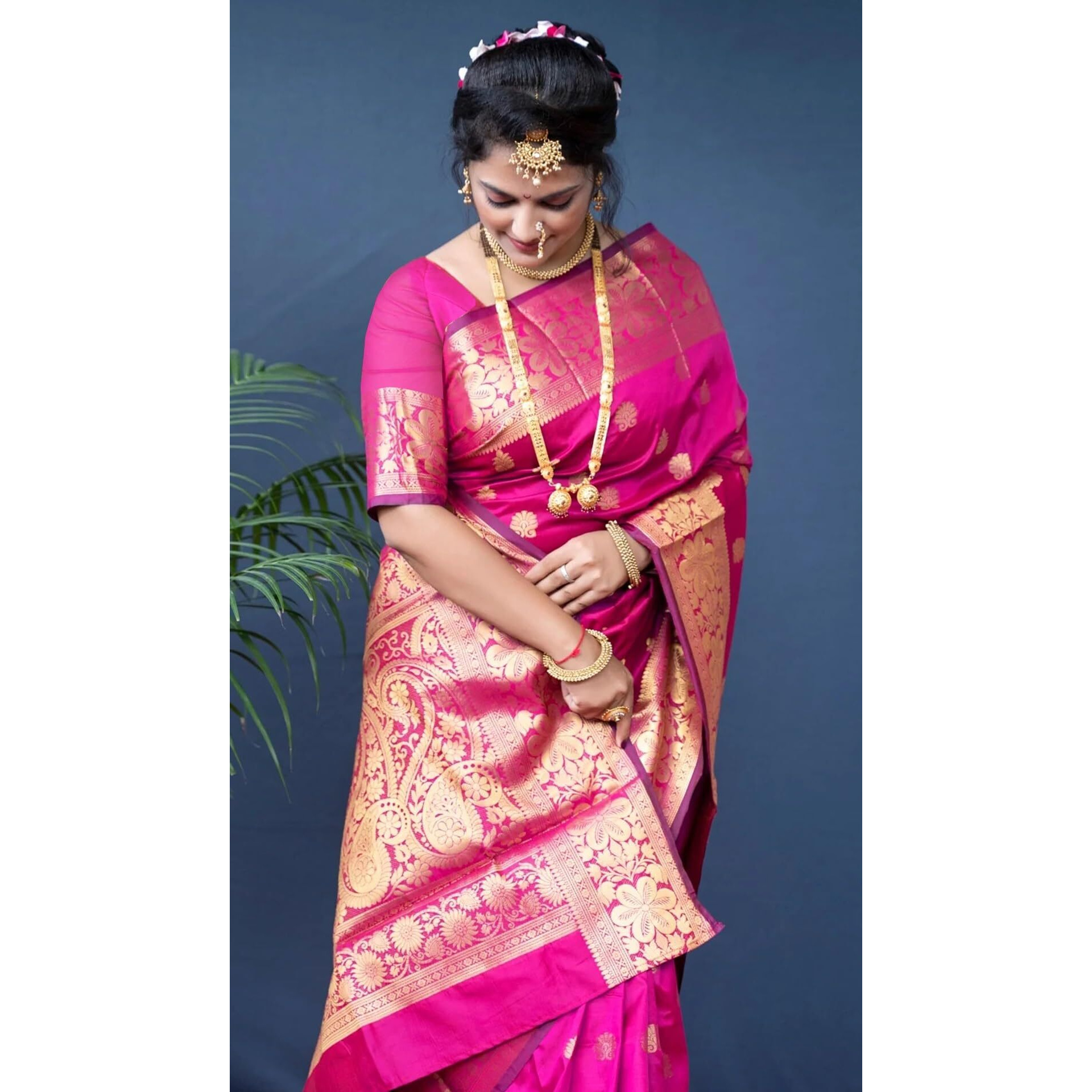 Sugathari Women's Banarasi Saree Pure Kanjivaram Silk Saree Soft New Ladies 2025 Design Wear Pattu Sarees Latest Sadi Party Sari Collections With Blouse Piece (San Pari-226-Rani)