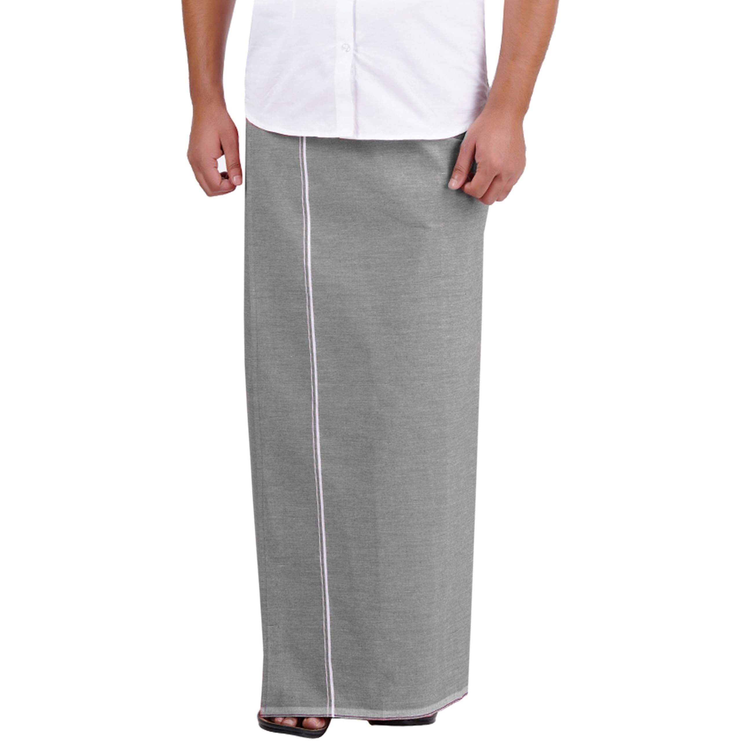Prakasam Cotton Mens Supreme Qulaity Kfc Plain Welcro Pocket Dhoti (Kfc-Pln-M.Green)