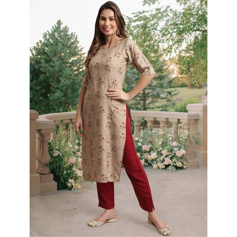 Pinkmint Straight Crepe Kurta & Pant For Women Ethnic Kurta Set For Women (Pack Of 3)