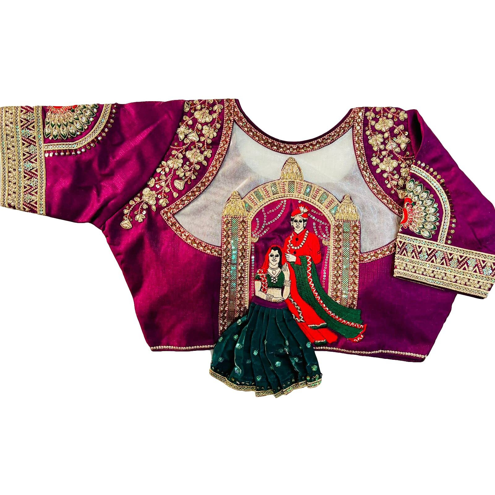 Pujia Mills Women's Sequins Handwork Women's Readymade Saree Blouse For Women Bridal Blouse For Wedding