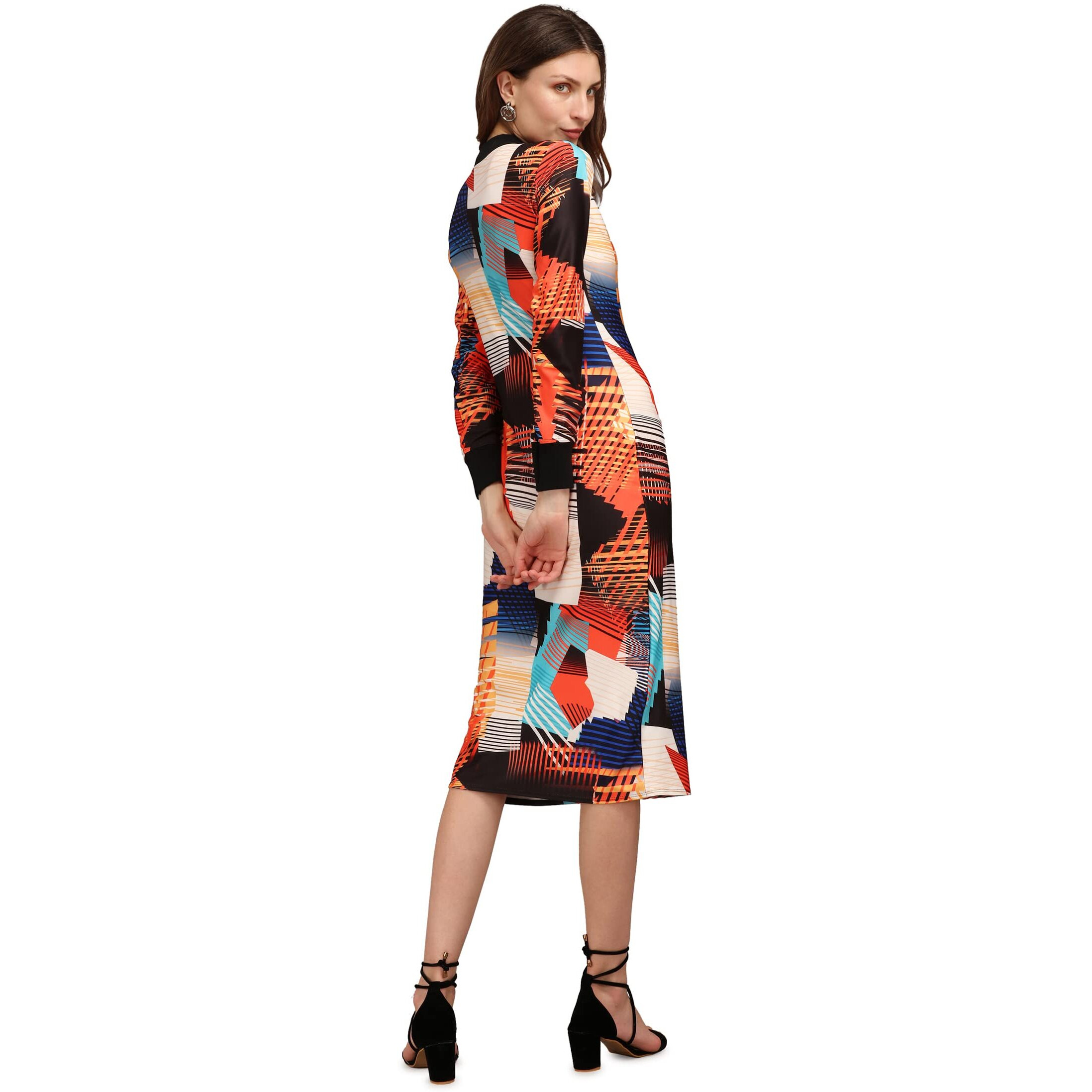 Purvaja Women's Polyester Blend Bodycon Knee-Length Cocktail Dress (Siri-031-Vibrant-Xxl_Orange