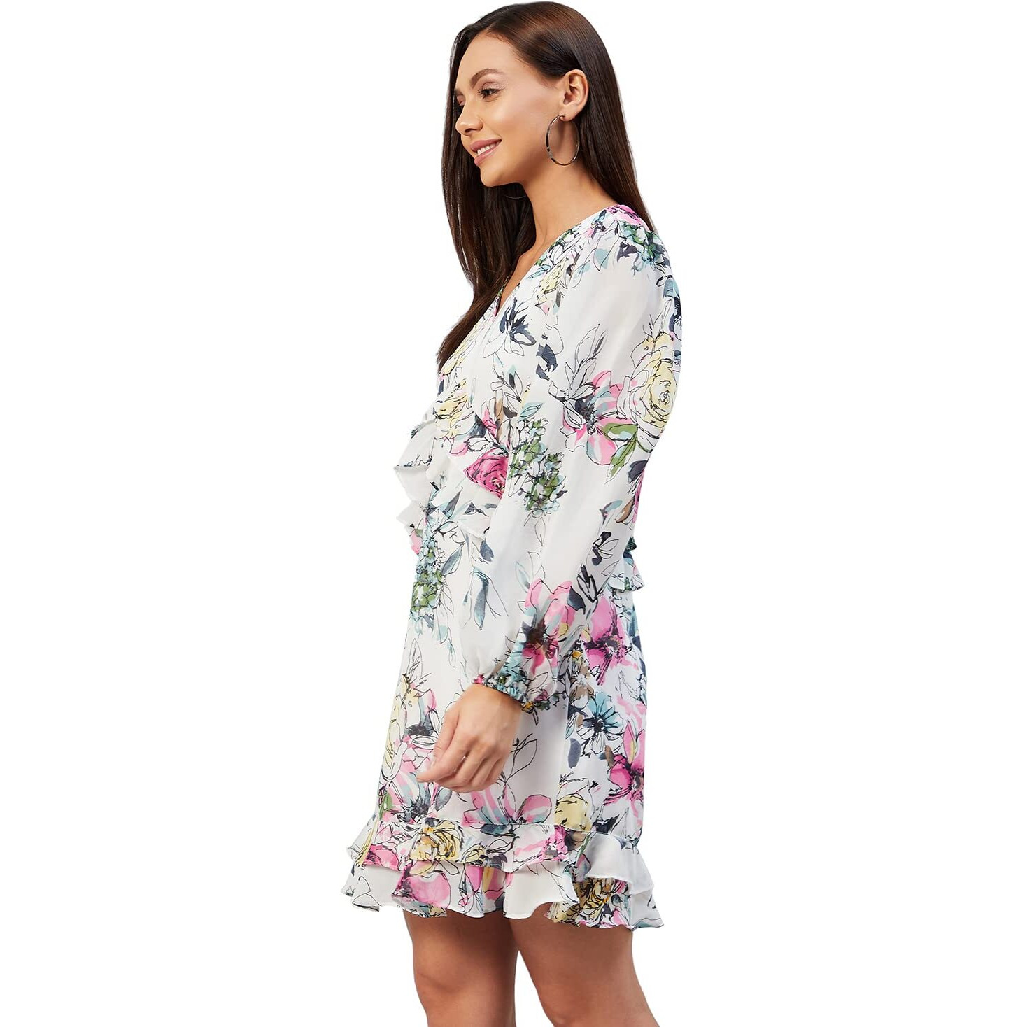 Rare Women Casual Off White Colour Above Knee Floral Dress