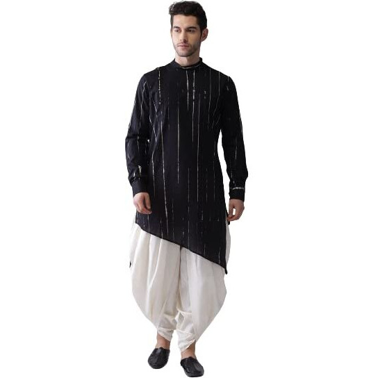 Kisah Men's Indian Ethnic Wear Kurta For Wedding & Festivals | Black | Size 38 | Ka-0445-38