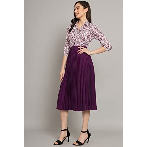 Kzully Women's Rayon A-Line Midi Dress (A1_Purple-Xxl