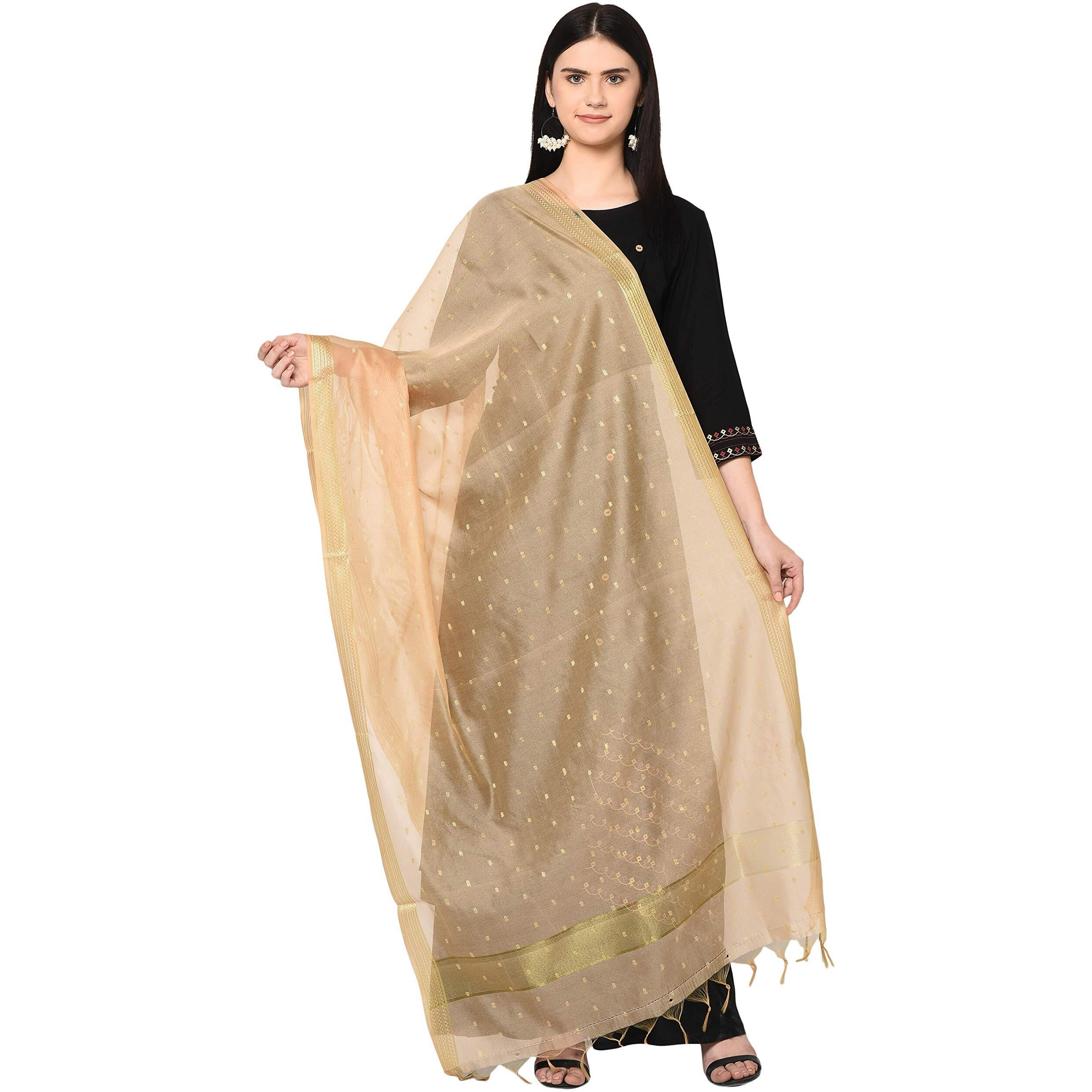 Weavers Villa Women's Banarasi Poly Silk Woven Dupatta (Beige, 2.25 Mtrs)