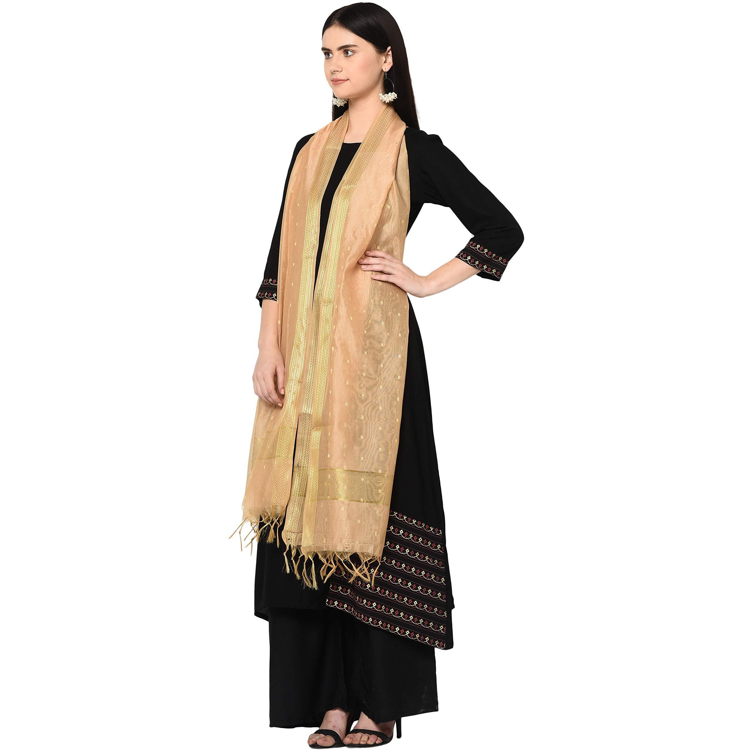 Weavers Villa Women's Banarasi Poly Silk Woven Dupatta (Beige, 2.25 Mtrs)