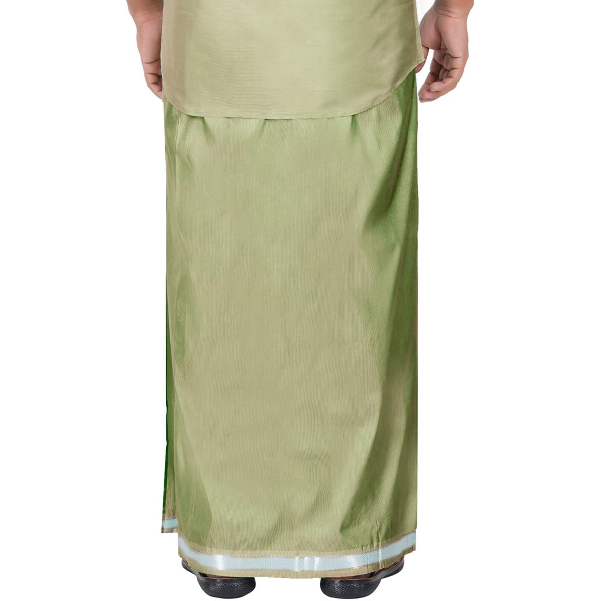Prakasam Cotton Men's Asha Pattu (Art Silk) 8Yard (3.60M) Colour Double Layer Dhoti