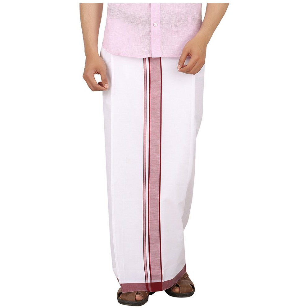 Prakasam Cotton Men's Cotton Single Dhoti (Cherry)/ Single Dhoti (1.30X2.00 Mtrs)