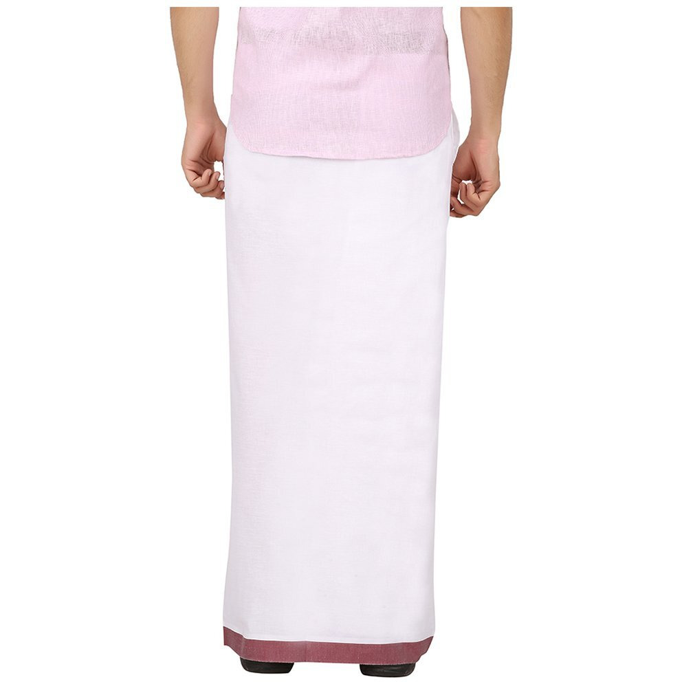 Prakasam Cotton Men's Cotton Single Dhoti (Cherry)/ Single Dhoti (1.30X2.00 Mtrs)