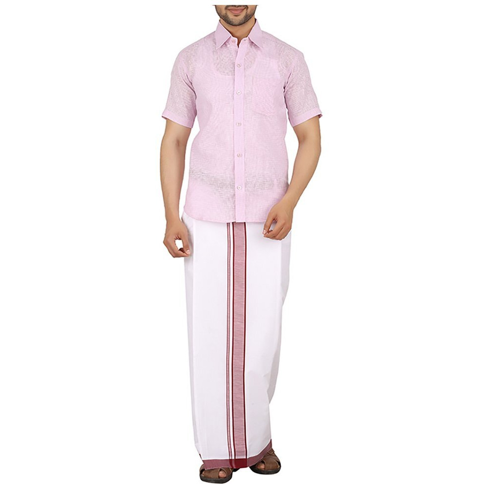 Prakasam Cotton Men's Cotton Single Dhoti (Cherry)/ Single Dhoti (1.30X2.00 Mtrs)