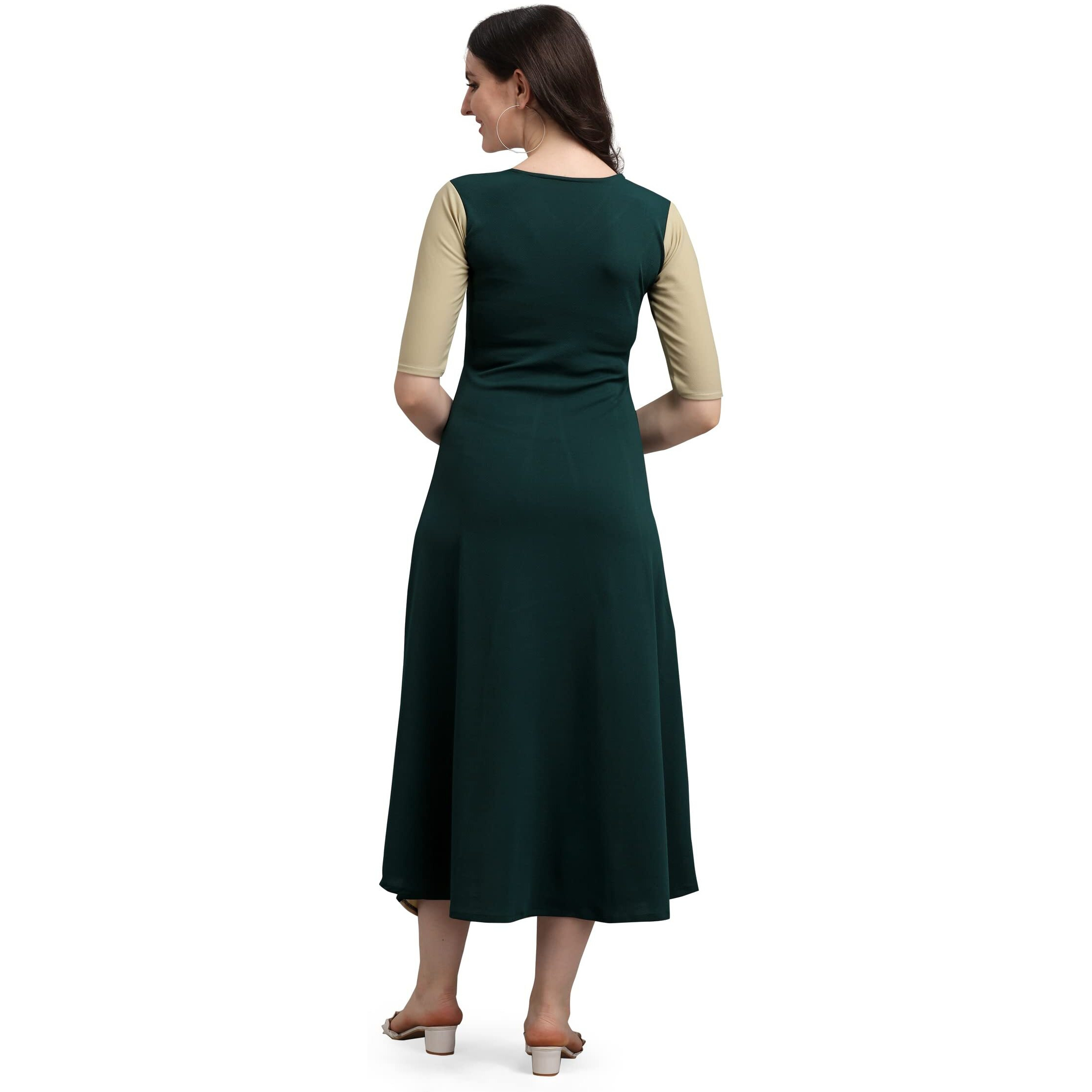 Purvaja Women's Corduroy Empire Waist Maxi Cocktail Dress (Lucy-419-Lo-Gn-M_Green